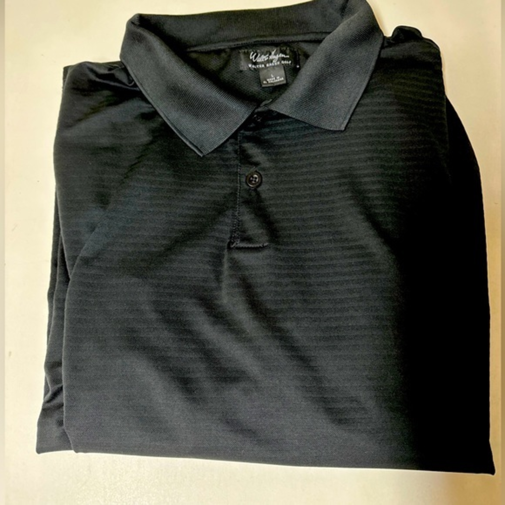 Men’s Black striped polo size L Walter Hagen golf‎